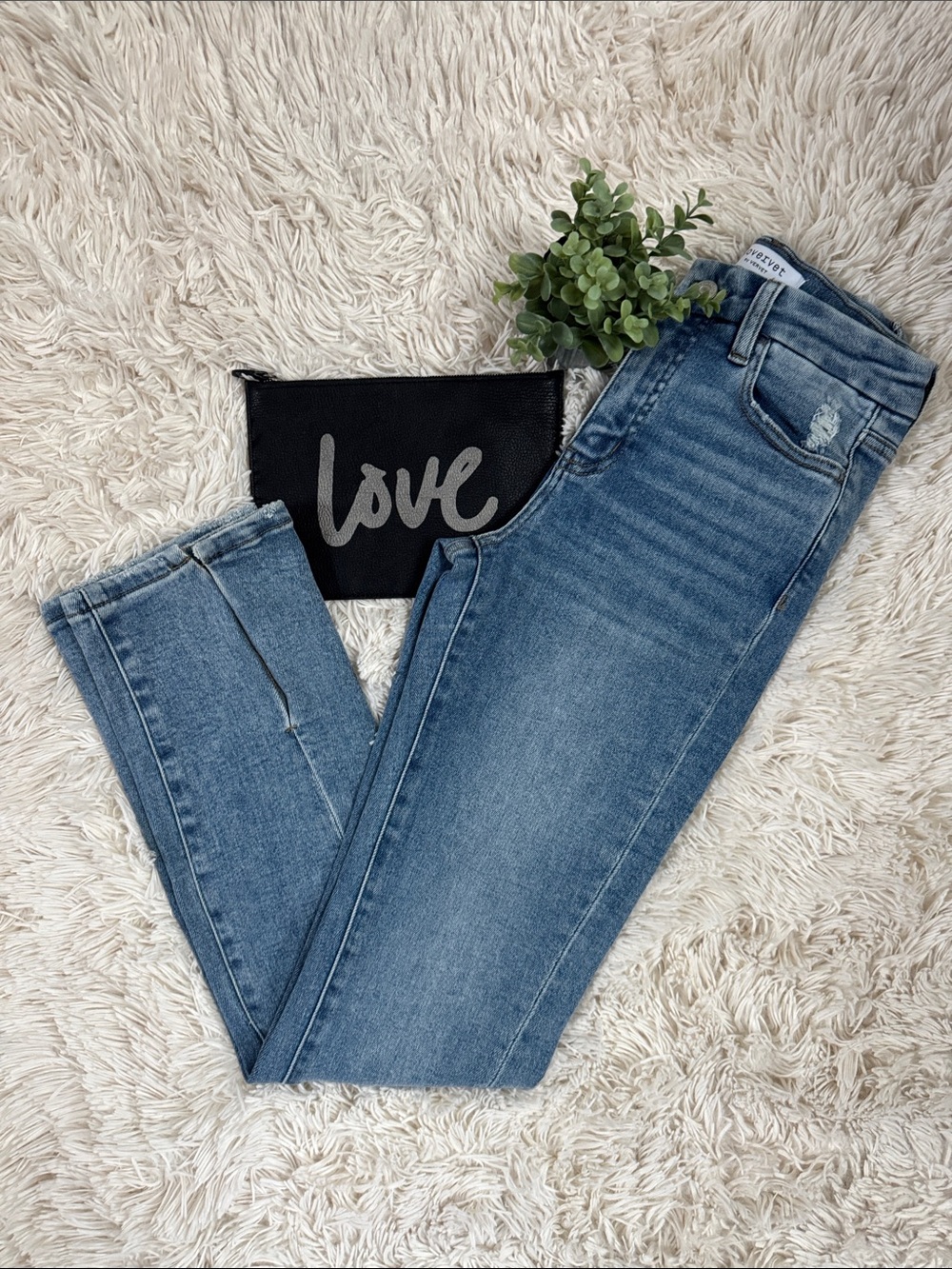 Lovervet Bootcut Vertical Split Hem Jeans 💗 Medium Blue Wash